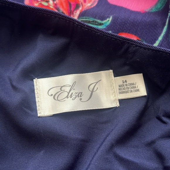 NWT Eliza J Blue Pink Green Floral One Shoulder Sheath Dress Size 14 - Picture 8 of 12